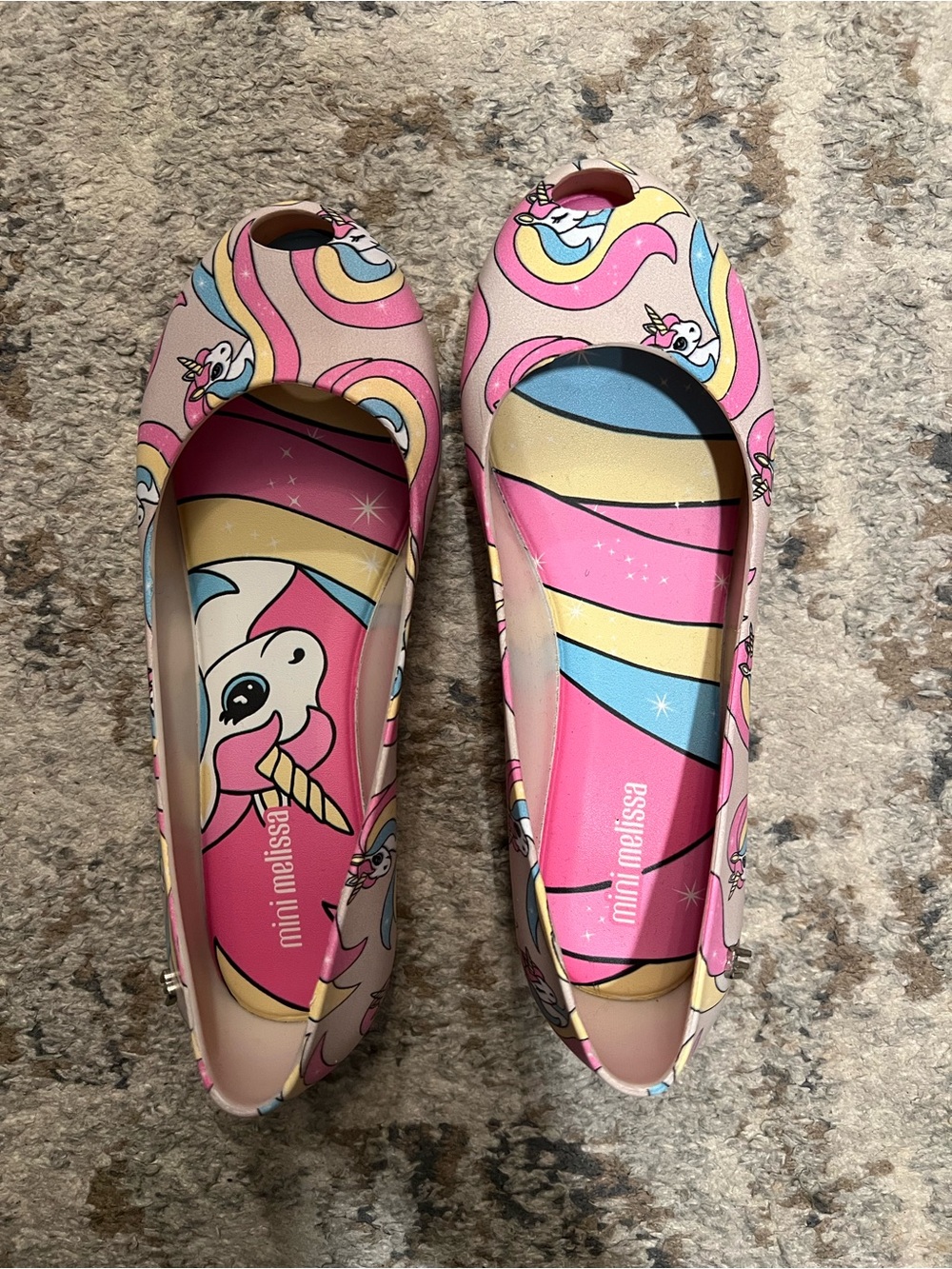 Mini Melissa Girls' Pink Unicorn Ballet Flats; size 1